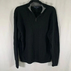 Davis Squire Wool Sweater Men's Large Black 1/4 Zip Long Sleeve